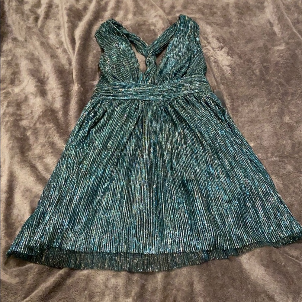 Ailey Gold And Blue Skater Dress